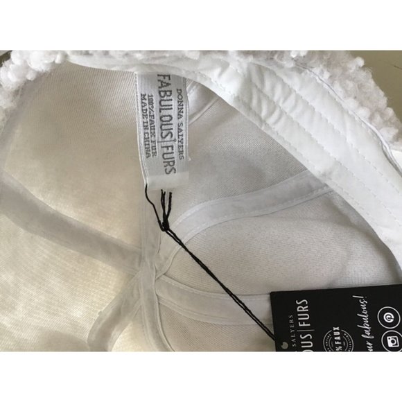 Donna Salyers Fabulous Furs Ivory Faux Sherpa Adjustable Baseball Cap NWT - Picture 6 of 7